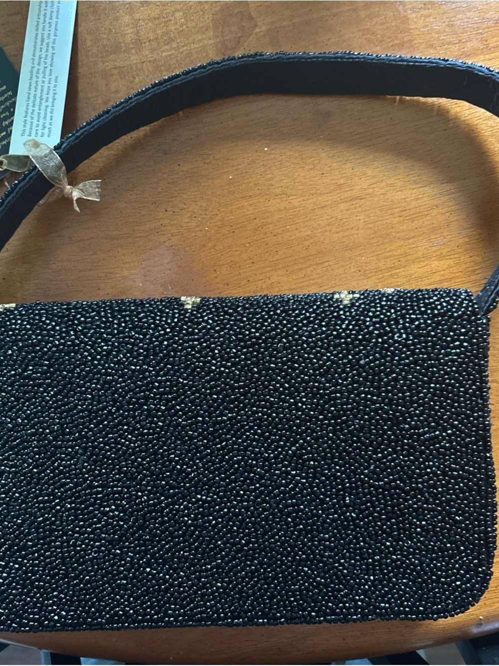 Beaded Black Starburst Shoulder Bag with Crystal Accents by From India To You - Picture 3 of 6